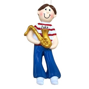 Saxophone Boy Ornament, Musical Instrument Gifts for Saxophone Player, Saxophonist, Jazz Music Christmas Ornament, Orchestra Teacher Gift