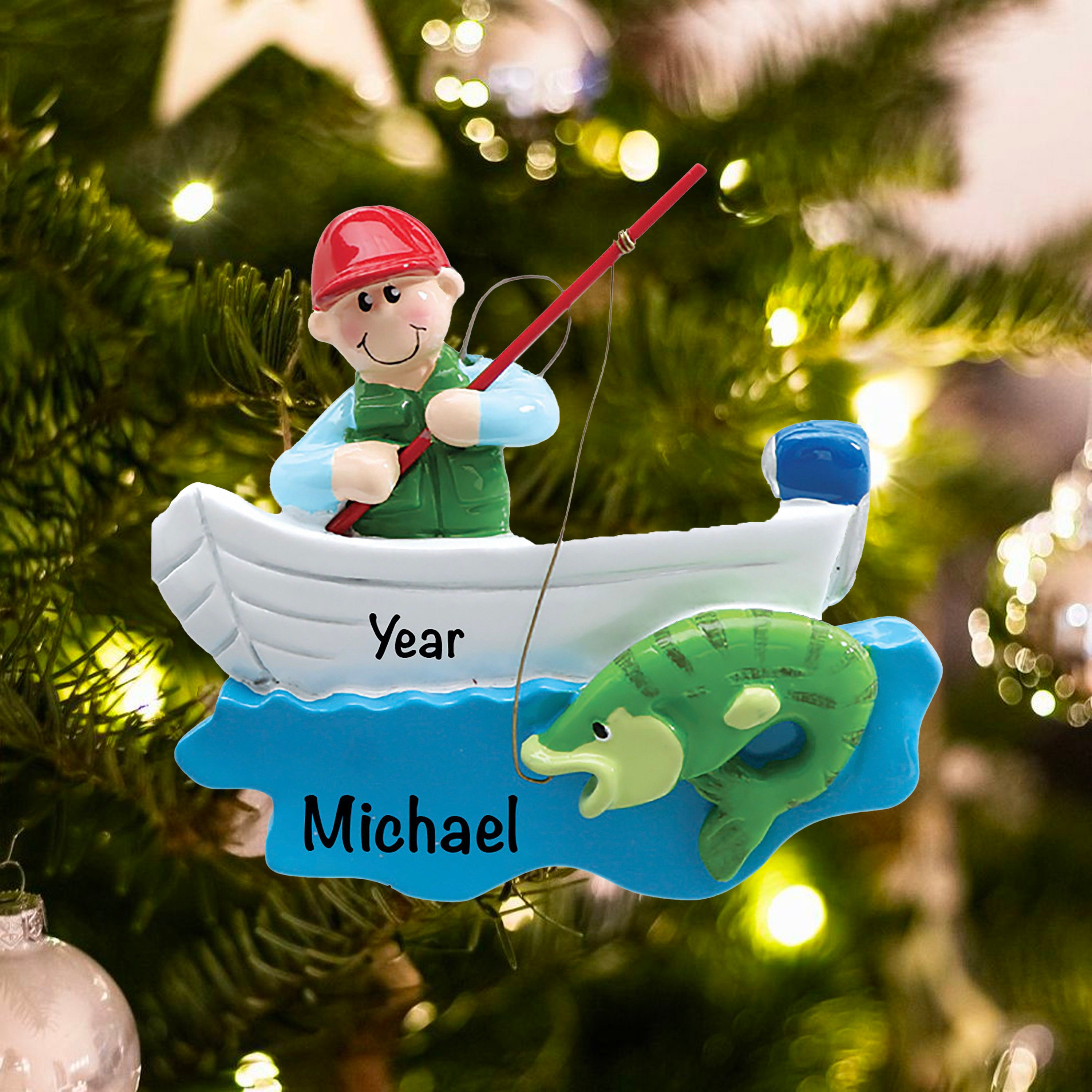 FISHERMAN BOAT ORNAMENT Fishing Ornament Personalize Etsy