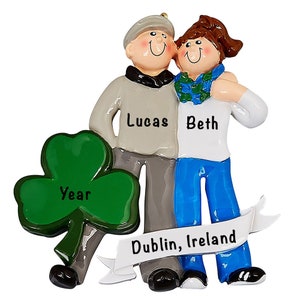 Ireland Couple Christmas Ornament, Personalized Irish Ornaments, Custom Mr and Mrs Wedding Decor,  Newlywed Gifts, Vacation Travel Keepsake