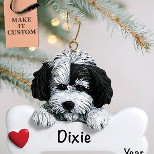 Personalized Havanese Christmas Ornament, Dog Bone Design image 1