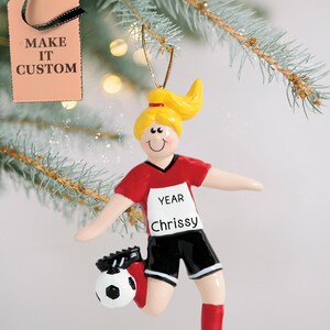 Personalized Girl Soccer Ornament • Custom Soccer Player Christmas Presents • Perfect Gifts for Sports Goalie Mom, Player, Coach, Fans