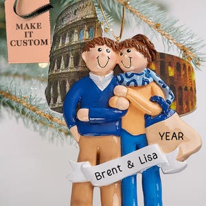 Rome Italy Ornament • Personalized Couple Ornament • Honeymoon Trip Keepsake • Mr and Mrs Vacation Travel Ornament • Gifts for Couples