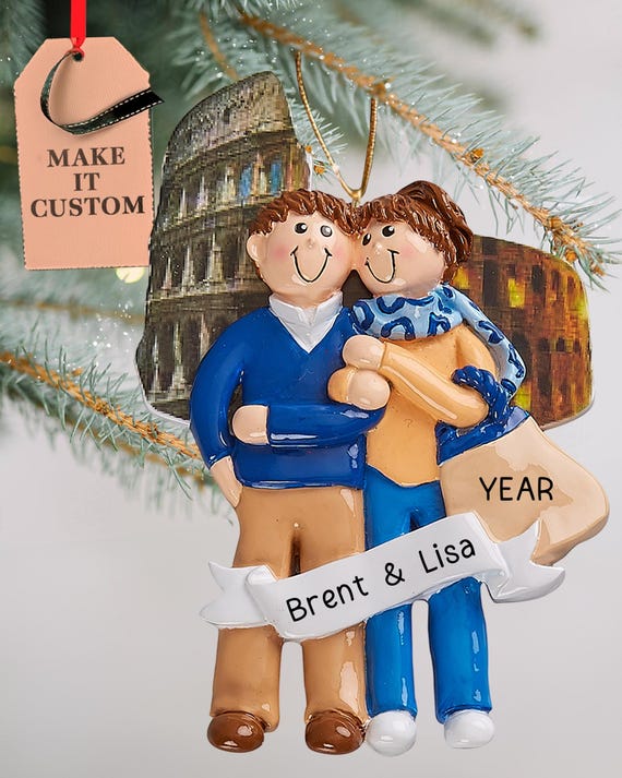 Rome Italy Ornament • Personalized Couple Ornament • Honeymoon Trip Keepsake • Mr and Mrs Vacation Travel Ornament • Gifts for Couples