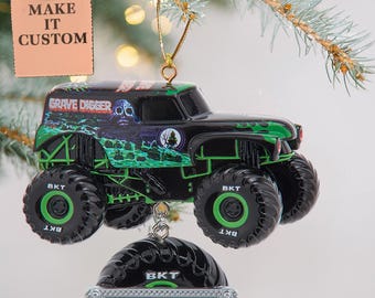 Grave Digger Ornament for Christmas Tree • Personalized Big Truck Christmas Ornament for Little Boys • Authorized Reseller of Kurt Adler