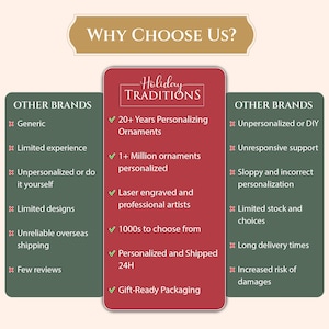 a red and green poster with the words, why choose us?