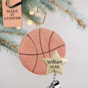 Personalized Basketball Christmas Ornament • Custom Basketball Presents for Sports Fans •  Perfect Sports Themed Holiday Gifts