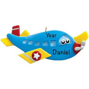 PERSONALIZED AIRPLANE ORNAMENT - Airplane Kids Toy - Kids Room Ornament - Kids Birthday Gift - Handmade Ornaments