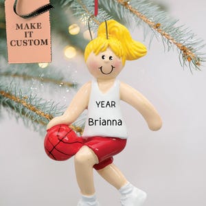 Personalized Basketball Christmas Ornament • Custom Blonde Basketball Player Presents for Sports Fans •  Perfect Sports Themed Holiday Gifts