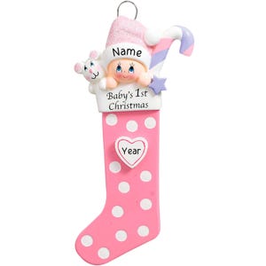 Christmas Baby Girl Ornament, Personalized Baby Stocking Present, Custom Christmas Baby Announcement, Newborn Baby Keepsake, New Mommy Gifts image 8