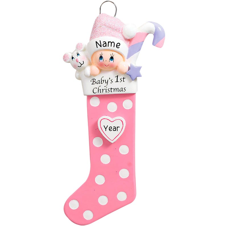 Christmas Baby Girl Ornament, Personalized Baby Stocking Present, Custom Christmas Baby Announcement, Newborn Baby Keepsake, New Mommy Gifts image 8