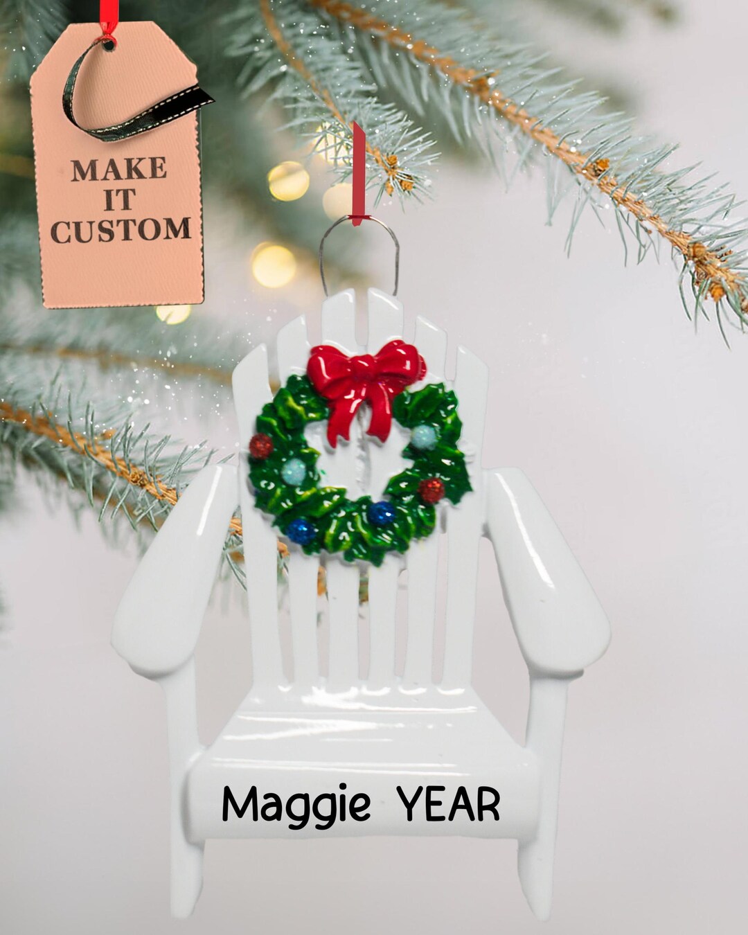 Personalized Adirondack Chair Christmas Ornament • Custom Beach Chair Christmas Ornament ...