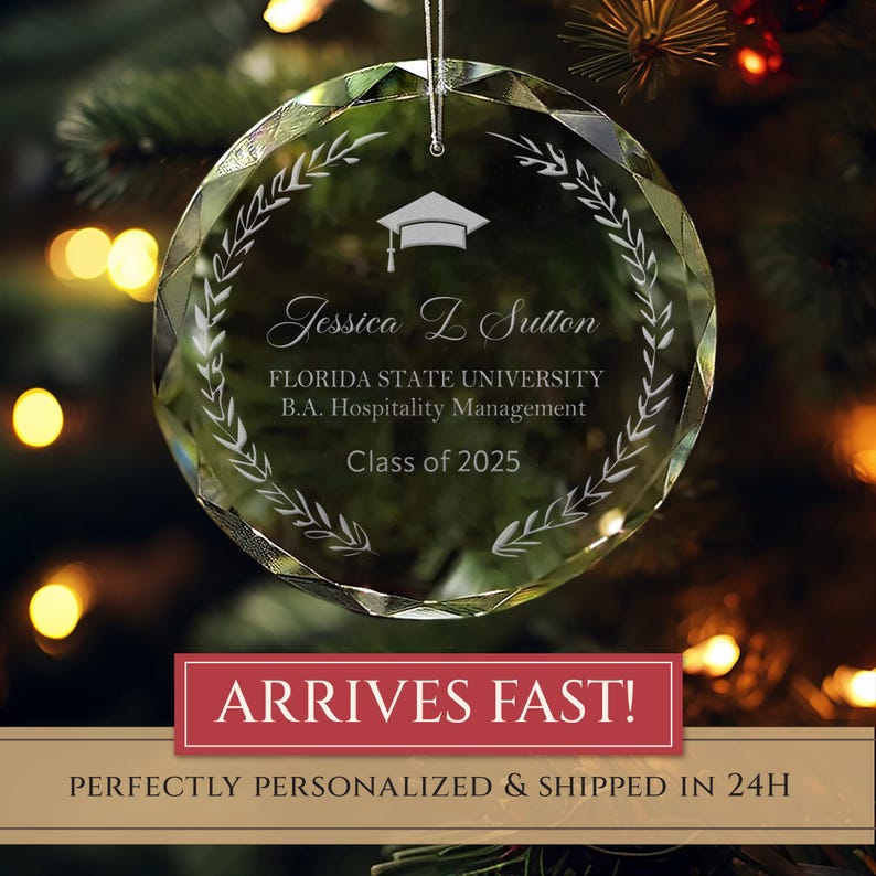 Personalized Graduation Glass Ornament Class of 2026 • Custom Name ...