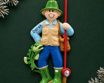 Personalized Fishing Ornament • Fisherman Gift, Country Decor