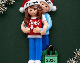 Personalized Pregnancy Christmas Ornament, Mom and Dad to Be