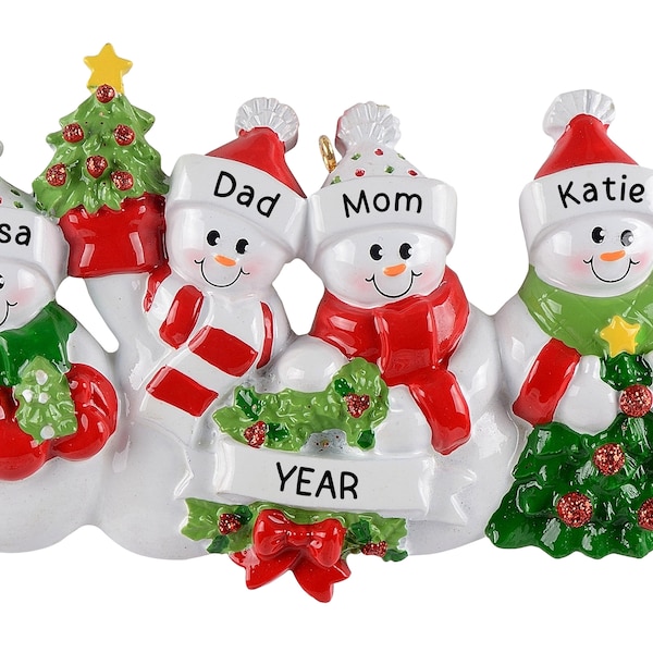 Personalized Snowman Family Of 4, Custom Snow Family Christmas Ornaments 2023, Family Of Four Decorations, Snowmen Decor, Grandparent Gift