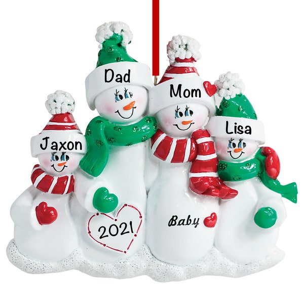 Personalized Pregnancy Ornament, We're Expecting, New Parents, First Christmas as Family of 5, Mom and Dad to Be Gift, New Baby Announcement