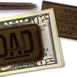 Clip de dinero personalizado para papá: billetera magnética delgada, regalo para él, regalo del Día del Padre, mensaje personalizado: El hombre, el mito, la leyenda