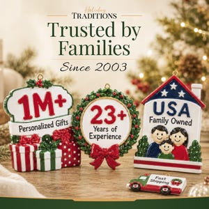 Personalized knitting supplies ornament christmas ornament. Product information and gift presentation.