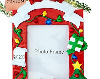 2026 Red Christmas Picture Frame Ornament • Custom Photo Frame Presents • Perfect Gift for Cherished Memories  • Pets, Dog Memorial Frame