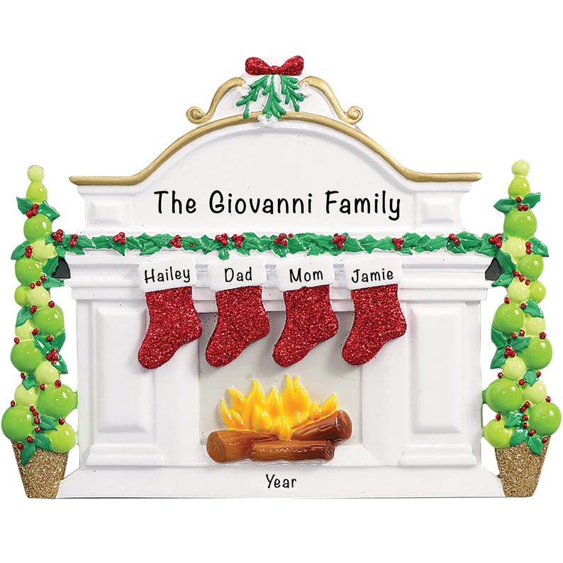 Personalized Family Christmas Ornament 2024 Custom Mantle Table Top