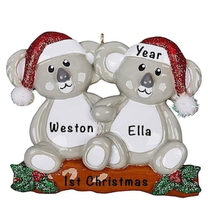 Koala Bear Couple Ornament • Personalized First Christmas Married Couple Gift • Custom Jungle / Safari Animal Ornament • Couple Gift