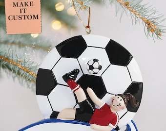 Décoration personnalisée de joueur de football • Cadeau de Noël personnalisé