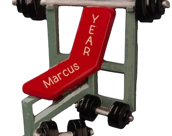 Weight Lifting Bench Personalized Ornament • Custom Christmas Fitness Presents • Perfect Gifts for Gym Buff, Weightlifter • Fitness Ornament
