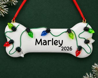 Personalized Dog Bone Christmas Ornament, Pet Name Keepsake