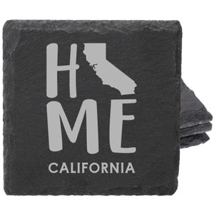 Slate Coaster • California Map Home Design • Rustic Gift for Locals • State-themed Gift • Stone Slate Drinkware • Housewarming, Moving Gift