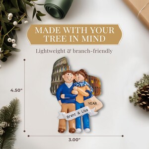 Rome Italy Ornament • Personalized Couple Ornament • Honeymoon Trip Keepsake • Mr and Mrs Vacation Travel Ornament • Gifts for Couples zdjęcie 3