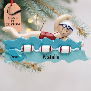 Personalized Swimming Ornament • Custom Female Swimmer Christmas Presents • Perfect Gift for Water Sports Enthusiasts • Sports Ornaments
