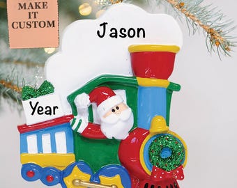 Personalized Santa Train Christmas Ornament, Locomotive Keepsake