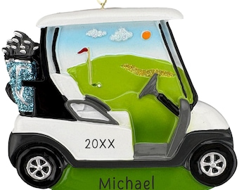 Personalized Golf Cart Christmas Ornament • Custom Golfer Presents • Perfect Gift for Golf Players • Golfing Ornament Keepsake