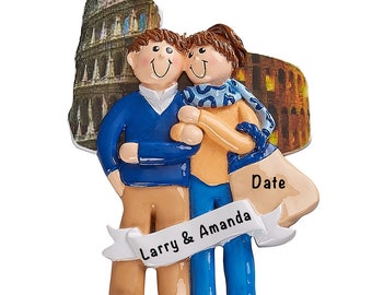 Rome Italy Ornament, Italian Honeymoon Couple Vacation Souvenir Gift, Just Married Anniversary Travel Keepsake, Rome Art, Mr and Mrs Decor