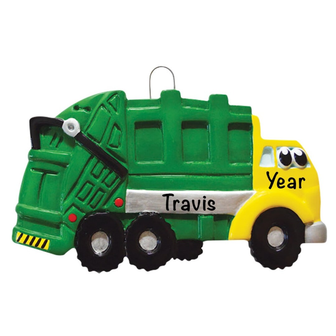 Garbage Truck Ornament, Personalized Trash Truck Christmas Ornament for