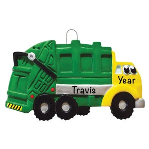 Garbage Truck Ornament, Personalized Trash Truck Christmas Ornament for Kids, Garbage man Appreciation Gifts, Children / Toddler Boy Decor