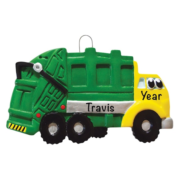 Garbage Truck Ornament, Personalized Trash Truck Christmas Ornament for Kids, Garbage man Appreciation Gifts, Children / Toddler Boy Decor