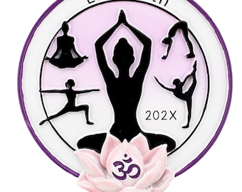 Personalized Yoga Ornament • Namaste Lotus Christmas Gift for Yoga Lovers • Custom Yogi Keepsake with Name & Year • Yoga Christmas Ornament