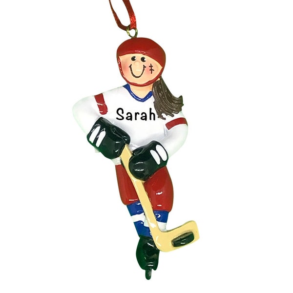 Ice Hockey Ornament, Custom Sports Ornament, Hockey Goalie Decor, Hockey Gifts for Girls, Hockey Team, Ice Skate, Future Hockey Player Gift