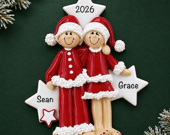 Personalized Mr and Mrs Claus Christmas Ornament, Couple Keepsake
