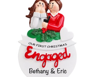 Personalized Engagement Christmas Ornament, First Christmas Newly Engaged Ornament, She Said Yes Decorations, Just Engaged Gifts for Couples