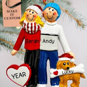 Personalized Couple With Dog Ornament • Family With Dog, Couple Christmas Ornament •  Dog, Fur Parents Gift Ideas • Custom Pet Ornament 2025