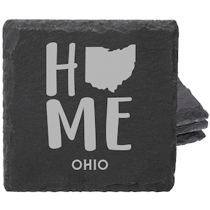 Slate Coaster • Ohio Map Home Design • Rustic Gift for Locals • State-Themed Gift • Stone Slate Drinkware • Housewarming and Moving Gifts
