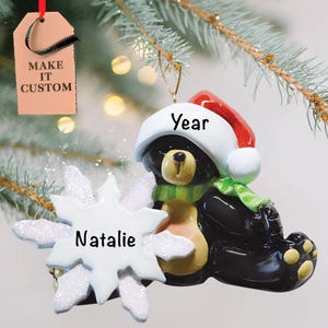 Personalized Black Bear Ornament for Christmas Tree • Custom Little Bear Presents • Perfect Holiday Gift Idea • Animal Ornaments