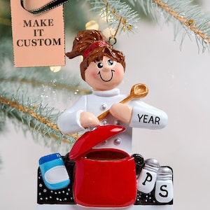 Personalized Chef Christmas Ornament • Custom Gifts for Cooking Women • Female Chef Decor • Baking Ornament • Christmas Gift for Cook