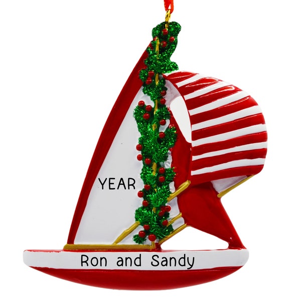 Personalized Sailboat Christmas Ornament - Custom Nautical Holiday Decor - Unique Maritime Sailing, Boating Xmas Tree Decoration