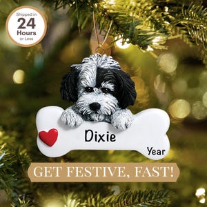 Personalized Havanese Christmas Ornament, Dog Bone Design image 2