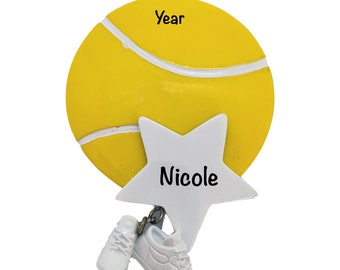 Personalized Tennis Ornament 2022, Custom Tennis Ball and White Shoes, Tennis Player Christmas Ornaments, Tennis Coach Gift, Sports Decor