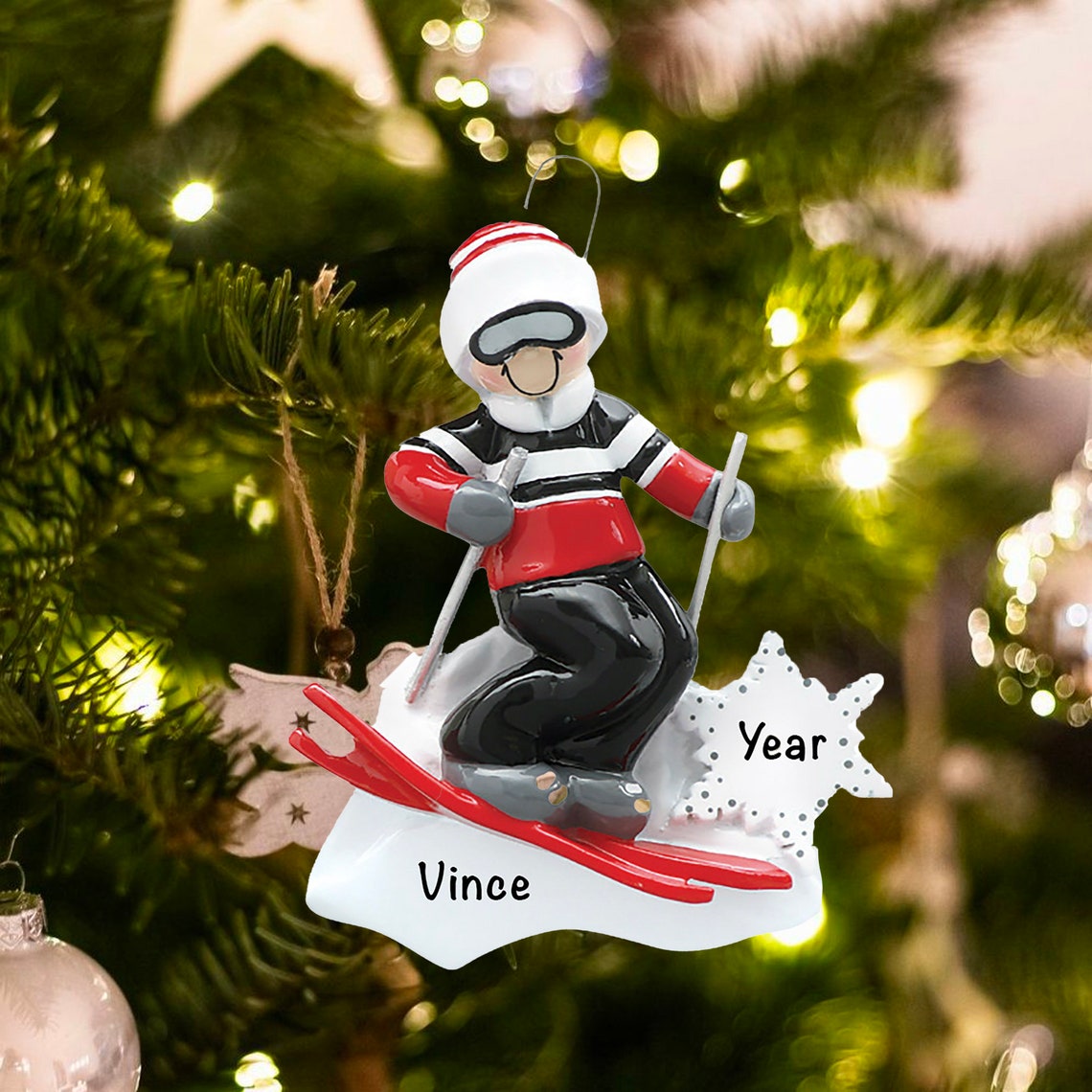 CUSTOM SKI ORNAMENT Ski Guy Ornament Skiing Keepsake Etsy