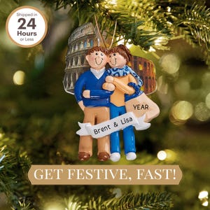 Rome Italy Ornament • Personalized Couple Ornament • Honeymoon Trip Keepsake • Mr and Mrs Vacation Travel Ornament • Gifts for Couples zdjęcie 2